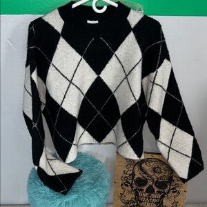 H&M Monochrome Argyle Sweater